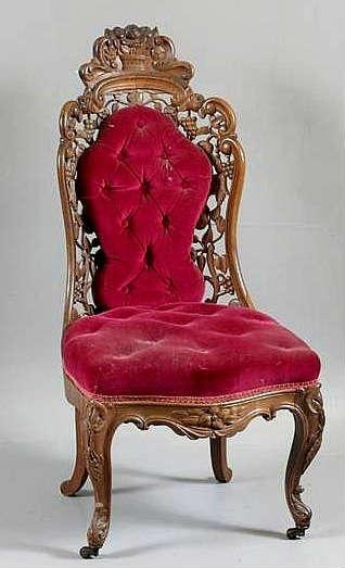 2072 - Laminated Rosewood rococo side parlor chair, Fountain Elms  pattern by J. H. Belter