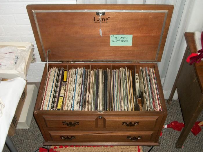 Lane Cedar Chest filled with Vintage LP Records