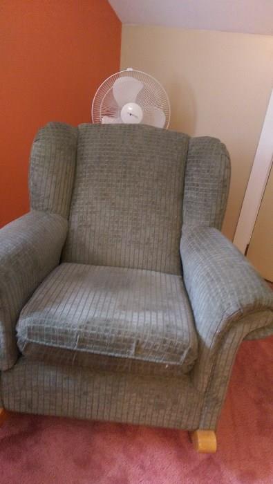 Grey club chair (rocking)