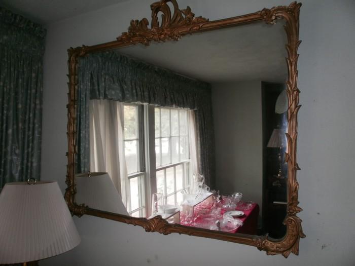 Wall Mirror with Ornate Gilded Frame
