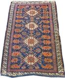 Lot#3125, SOUMAK CAUCASIAN FLAT WOVEN RUG, C. 1890, W 3' 4", L 5' 4"Having a 4 central medallions on a blue ground. Measuring L. 5 ft. 4 x 3 ft. 4, circa 1890.