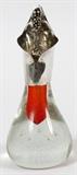 Lot#72, MITA ART GLASS PERFUME BOTTLE, H 4 3/4"Studio glass perfume bottle, mounted with silver tone collar and a berry cluster form stopper. Measuring H. 4 3/4", signed at the underside.