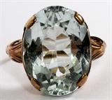 Lot#105, 7 3/4 CT AQUAMARINE 14 KT GOLD RING,having an oval cut aquamarine prong set in a 14kt yellow gold setting.