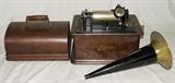 Lot#266, EDISON CYLINDER STANDARD PHONOGRAPH WITH HORN, C 1910, H H13", W W12", D D9"wood case, with lid, c 1910.