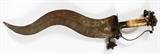 Lot#271, PERSIAN, CURVED/SERPENTINE BLADE DAGGER, L 23 1/2" OVERALL//Curved blade with incised decoration, fitted with a bone handle, and dangling bell ornamentation at the pommel, blade measures L. 18", and 23" overall.