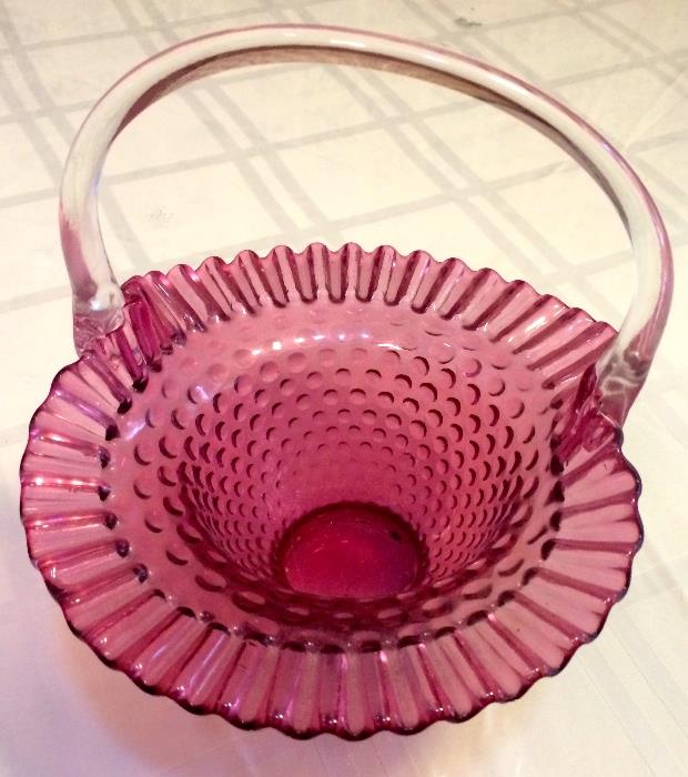 Fenton Cranberry Glass Basket