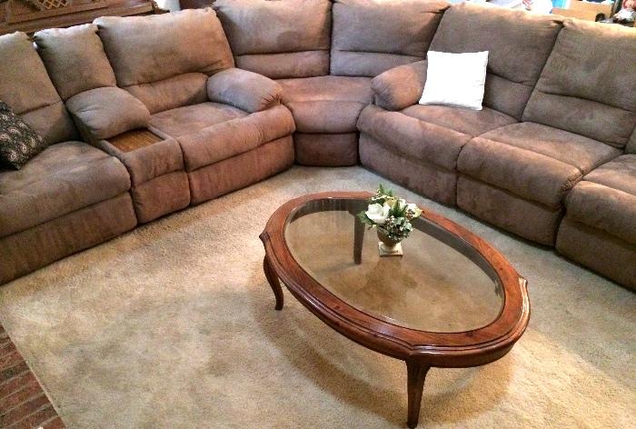Large sectional couch (3 pieces) & coffee table