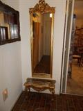 Tall Mirror and Small Bench Underneath...perfect for a foyer!!!!!!