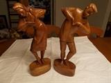 Pair of Wooden Carved Man and Woman - NEAT - sold as a pair!!!