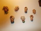 7 Ceramic Men Heads 