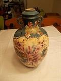 Highly Decorated Vintage Vase - slight imperfection at very top of it!