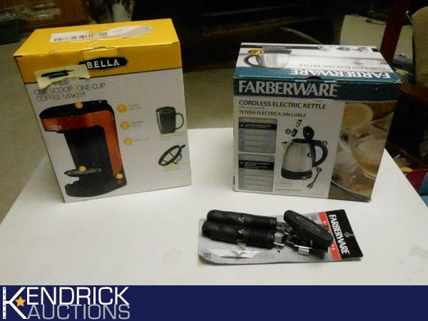 New In Box Coffee Maker and N.I.B. Kettle
