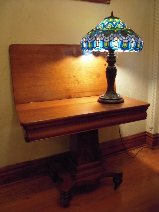 Game Table & Art Glass Lamp