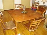 drop leaf table, 4 matching chairs