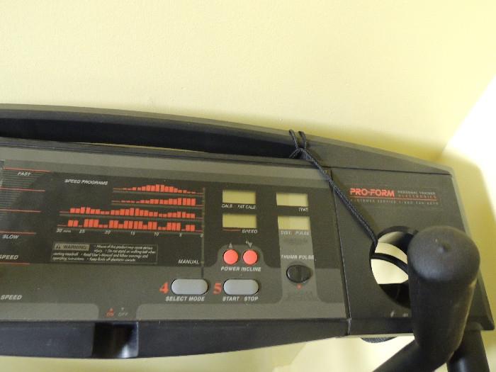 Monitor of Pro-Form treadmill.