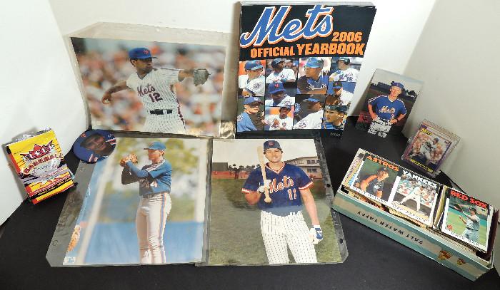 Baseball memorabilia, Mets photos, baseball cards, Met Yearbook.