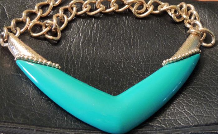 Monet necklace with turquoise plastic neckpiece.