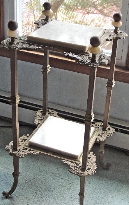 Victorian marble top brass plant stand.