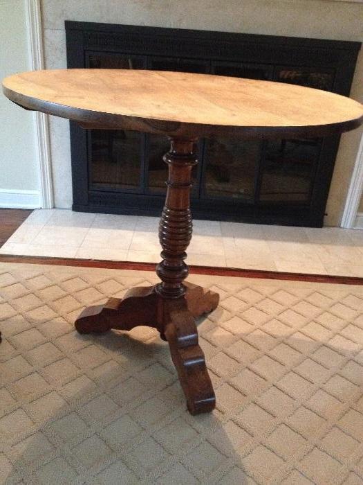 about 30” dia antique pedestal table   $200 