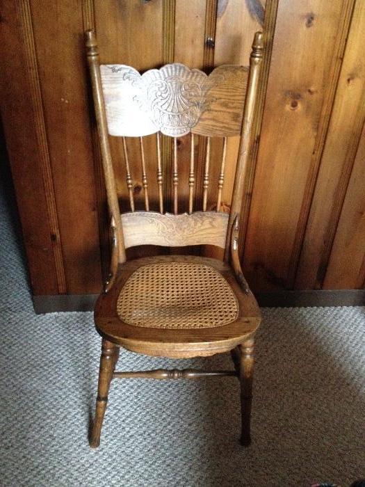 4 pressed back oak chairs….cane seats….$100