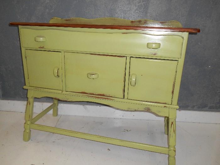 Nice Paint Distressed Server with Wood Stained Top