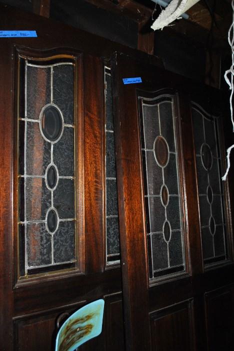 Mahogany doors with stained glass 