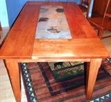 Dining room table with stone center inlay
