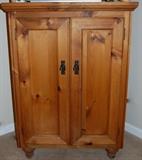 pine 2 door deep cabinet with interior shelf