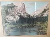 vintage hand colored framed large photograph