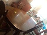 French Provincial Dining room table w/leaf - 6 chairs and matching China Hutch
