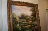 This is a wonderful painting - very large (measurements will be added later) - beautiful gold leaf frame and wonderful colors.