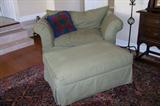 Very comfortable chair and ottoman - in the den.