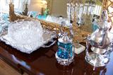 Some of the pretty pieces on the large mahogany console in the dining room.