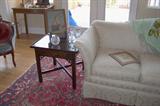 Very nice mahogany 2 dawer table with Chinese fretwork.