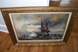 Very nice ship painting, from around 1930-1940 - beautifully framed. Painting is on canvas.
