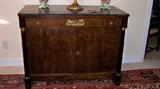 View of a French Empire server w/black marble top. Nice condition - dates to late 1800's to early 1900's. Beautiful piece!