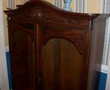 This is an interesting piece - it has a glass front (2 doors - which don't show in the pictures). This was obviously the top to a cupboard or secretary - base is long gone, but it was adapted to sit on a base.
