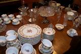 This picture shows the set of china, "Hostess", consisting of the 8 dinner plates, 8 cups and saucers, and 8 berry bowls.