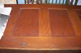 It is hard to photograph the size, etc. of this oak map case - this shows a portion of the top - all paneled in with a keyhole for locking the case.