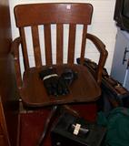 Very nice antique oak swivel office chair - in excellent condition - in the office.