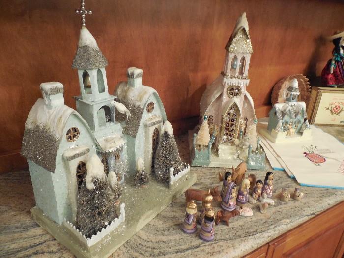 Mica churches for your Christmas village
