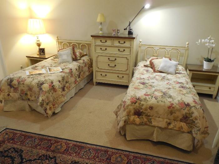 Drexel pair twin beds...pair matching nightstands