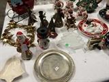 An assortment of beautiful vintage Christmas decorations and ornaments.