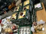 A lot of vintage Christmas ornaments and decor.