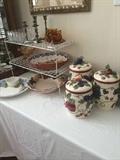              Colorful serving pieces and canisters