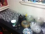 Lots of glass punch cups, mostly by Federal Glass, plus glass plates and some glass snack plates for the well stocked Hostess