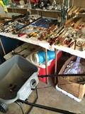          Many hand tools; fertilizer spreader