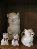 Shawnee cookie jar, creamer salt and pepper