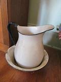 Enamelware pitcher and bowl
