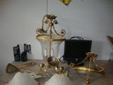 French country brass and glass lighting  / lamp0s /sconces / chandeliers